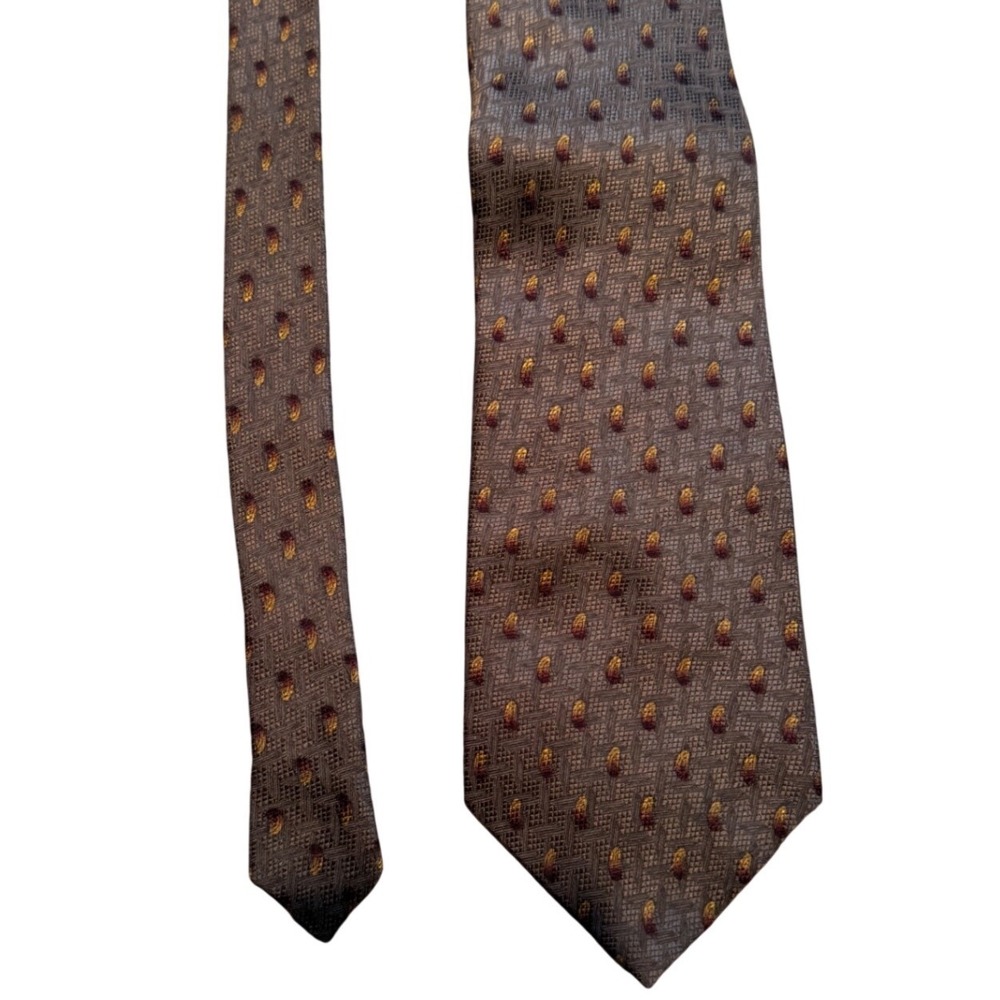 J. Garcia Northern Lights Collection Fifteen Silk Tie Brown Geometric Pattern